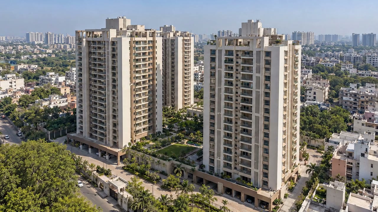 Daylight Indian-style apartment architecture, generated architectural illustration